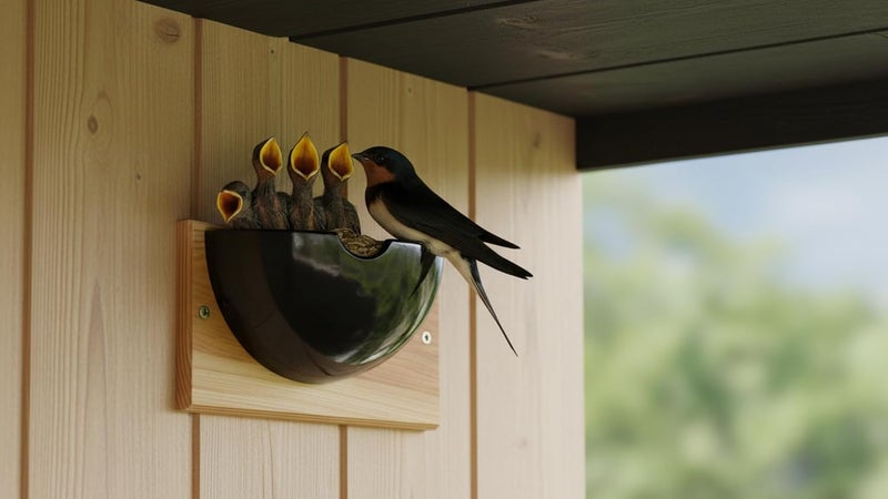 CEDAR ALPHA Swallow Houses for Outside, Tree Barn Swallow HDPE Composite Material Everlasting Nesting House Nest Box, Cedar Hanging Board Everlasting Under Roof 10"*4"*5.6" Large Copacity Inside Spaces - Image 3